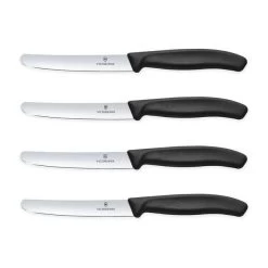 Victorinox Swiss Classic 4-delige Tafelmessenset - Glad Lemmet - Zwart