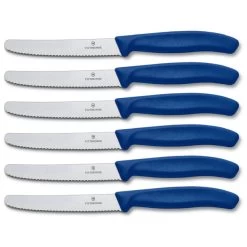 Victorinox Swiss Classic Tafelmessenset - 6-delig - Blauw - Gekarteld